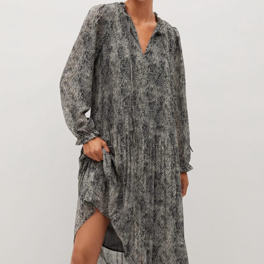 Mango recycled polyester animal-print dress